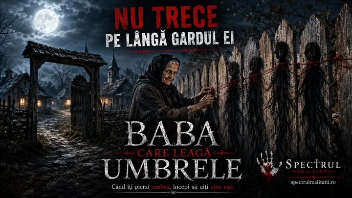 Baba care lega umbrele de gard